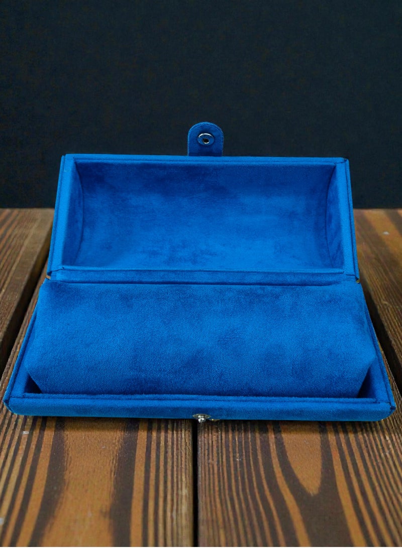 Al Seraj Premium Blue Suede Bangle & Bracelet Jewelry Box Organizer | Luxury Velvet Interior Storage Case | Elegant Travel & Gift Bangle Box for Wedding, Eid & Boutique Display - Image 5